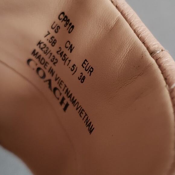 COACH Emma Leather Wedges in Buff Size 7.5 COAH-WZ182 Quilted Tan - Picture 13 of 16